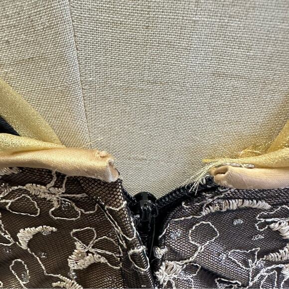 Jessica‎ McClintock for Gunne Sax vintage black satin & lace mini dress size 7 - Picture 10 of 15